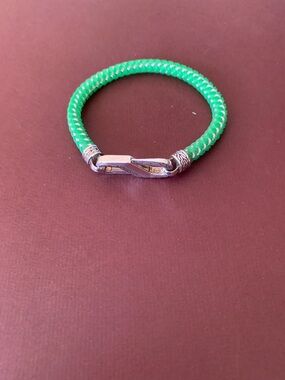 JOHN HARDY CLASSIC CHAIN BRACELET IN GREEN RUBBER STEEL